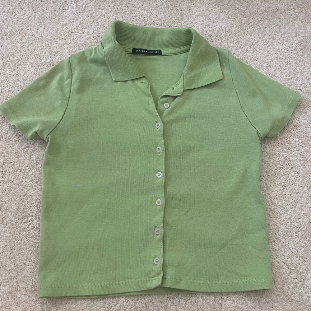 Green Brandy Melville collared button up